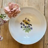 Vintage porcelain salad bowl - bird and flower decorations
