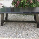 Vintage Brutalist table in solid elm from the 1960s-1970s