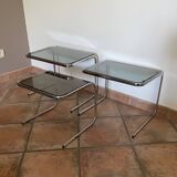 Set of 3 vintage nesting tables. 1970.