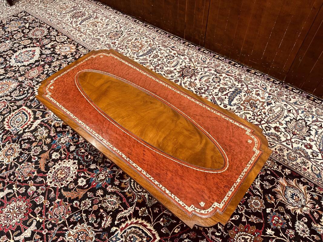 Antique English Chesterfield Coffee Table with leather top