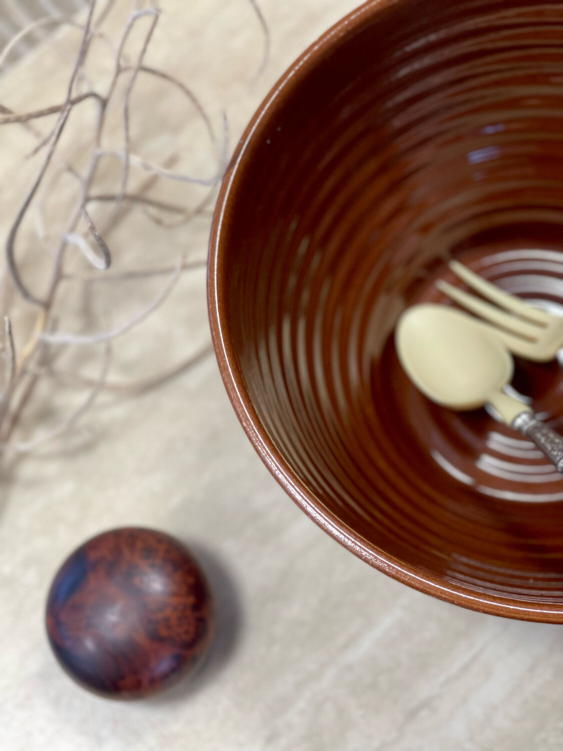 Large stoneware salad bowl