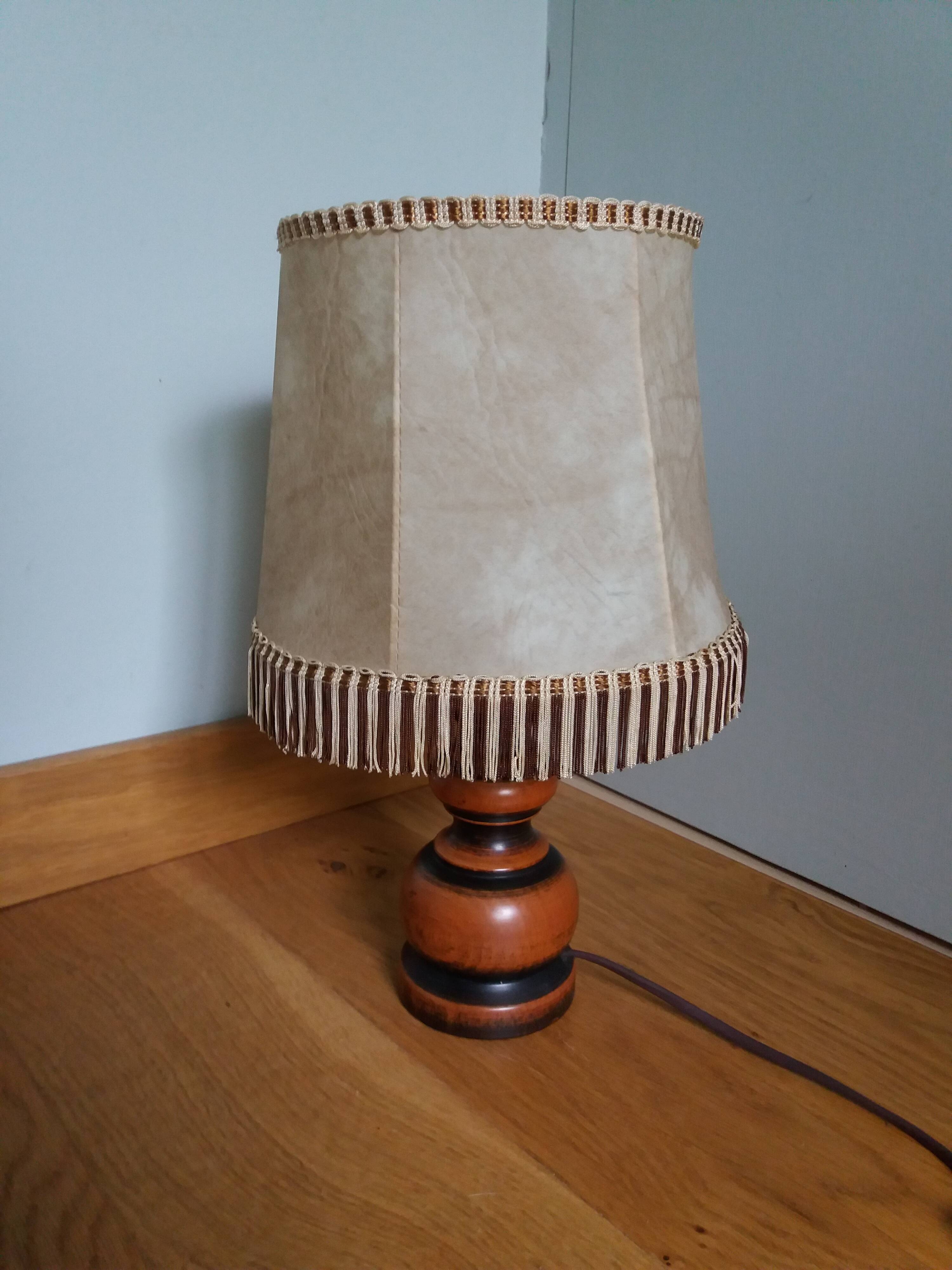 Turned wood lamp