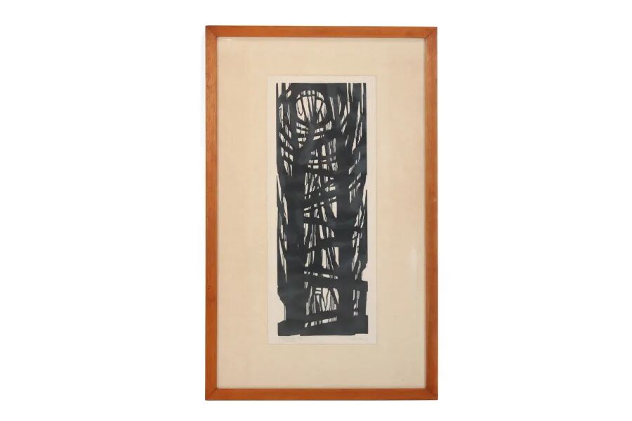 Woodcut titled 'Trees' from 1963
