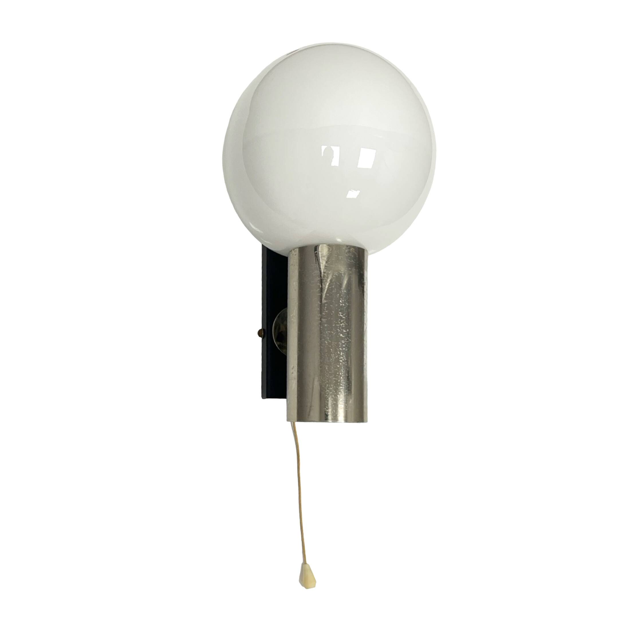 AKA Leuchten wall lamp, 1970s, Space Age chrome sphere, mid-century vintage