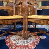Pair of solid walnut armchairs in Provençal style