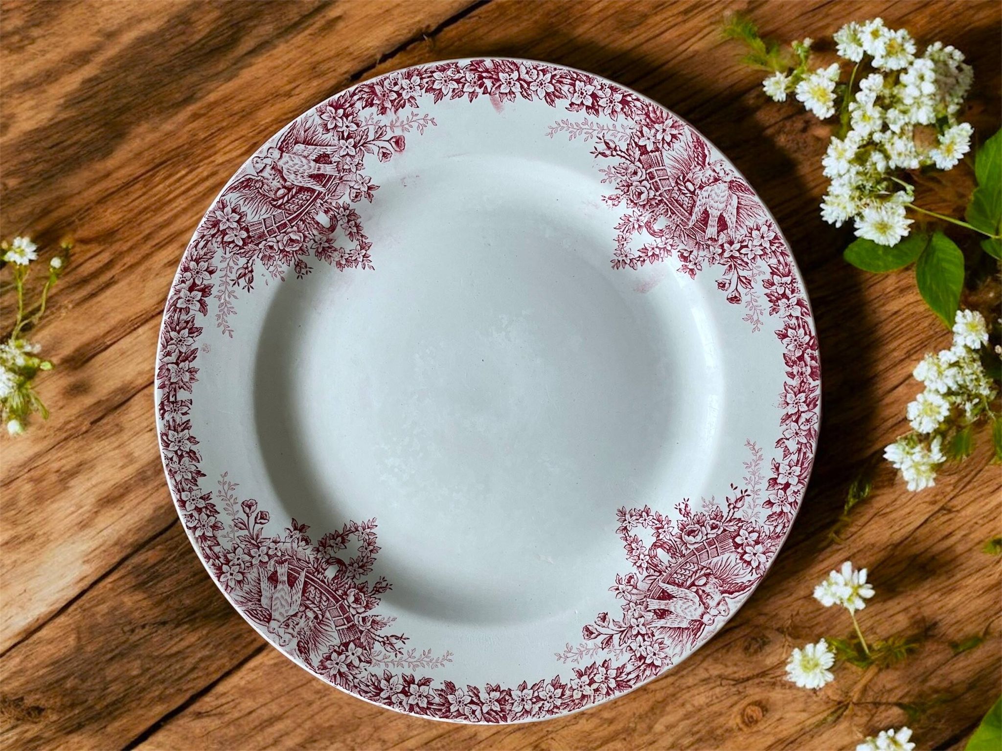 Antique serving platter in Saint-Amand earthenware (Nord)