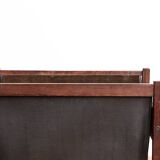 Danish magazine rack in rosewood and leather, 1960.