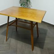 Brussels Style Retro Table with Red Woven Shelf