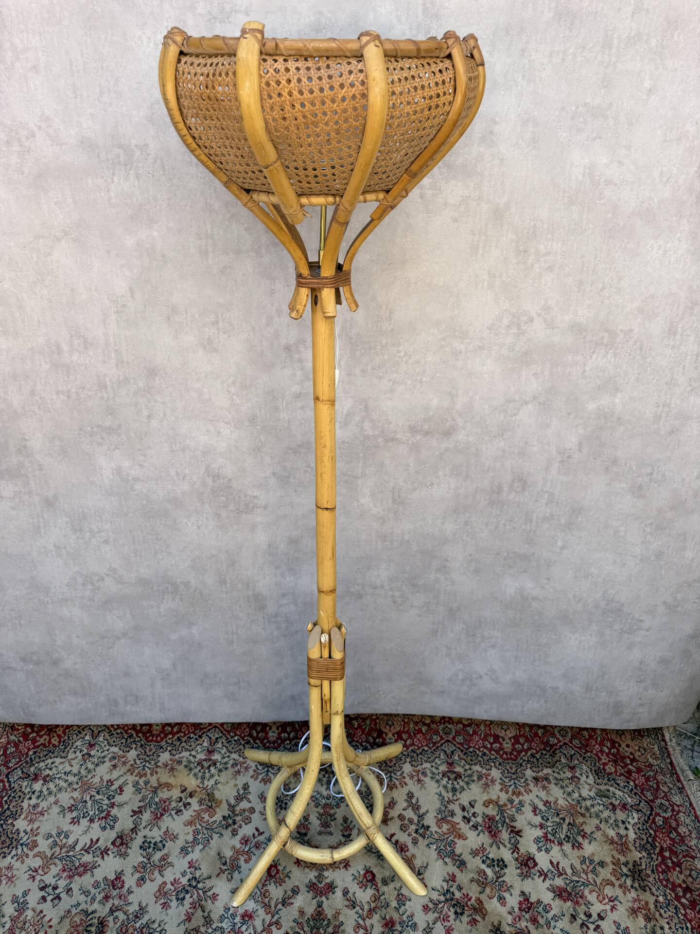 1960s Rattan Living Room Lamp from France