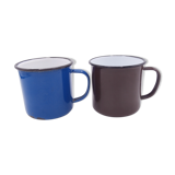Pair of enameled steel mugs