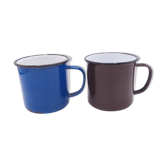 Pair of enameled steel mugs
