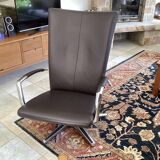 Chocolate leather swivel chair