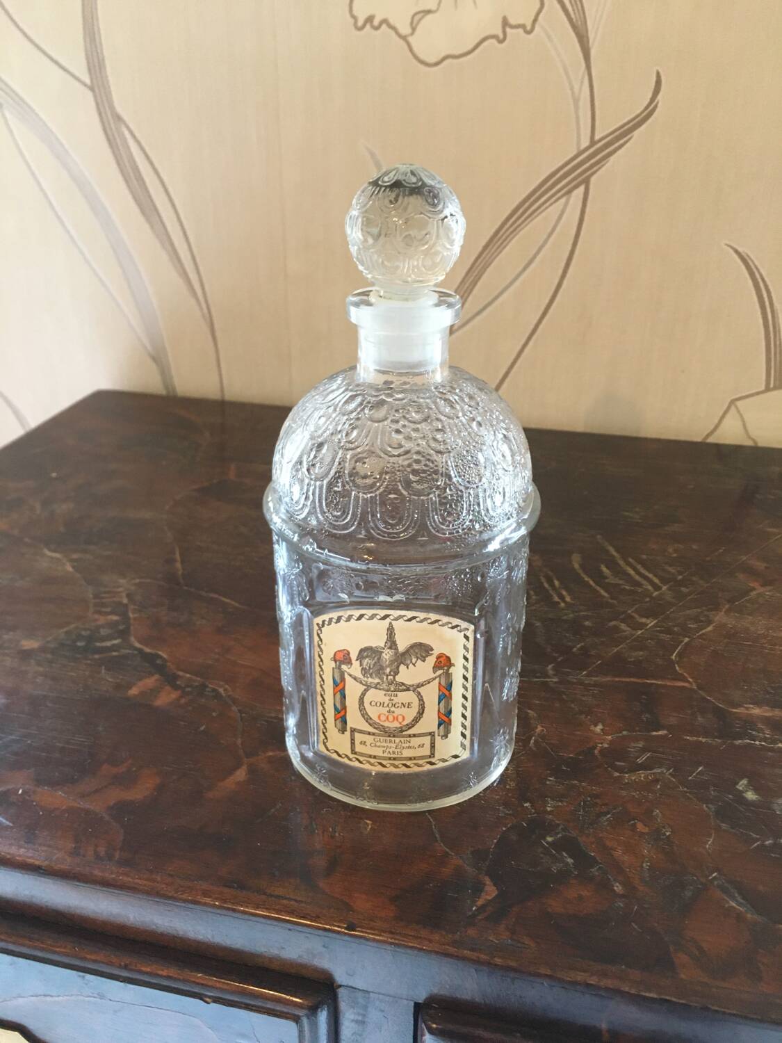 Old Guerlain perfume bottle engraved glass bees