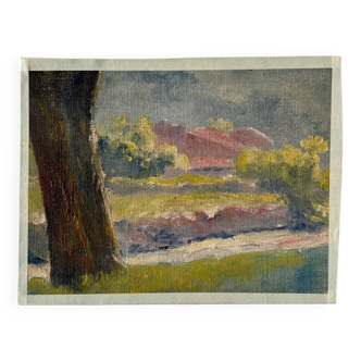 Oil painting on canvas "House and forest" no. 36