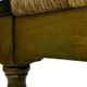Vintage wooden stool straw seat 70s minimalist design in green