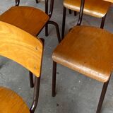 10 mismatched school chairs, restaurant, 1960s