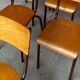 10 mismatched school chairs, restaurant, 1960s