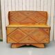 Chest bench, rattan marquetry, vintage 60's