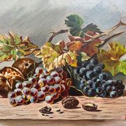 Tableau 1909 "Nature morte aux noix et raisins" Monogramme et cadre