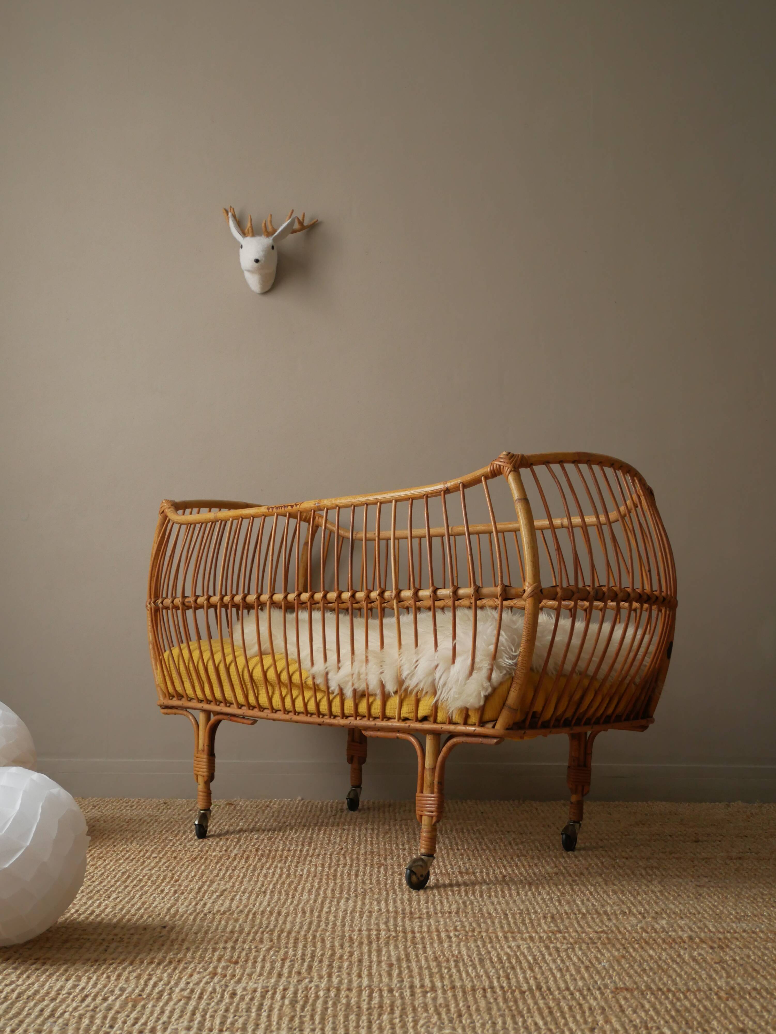 Vintage rattan crib