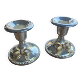2 Bougeoirs en métal argenté