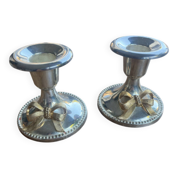 2 silver-plated candlesticks