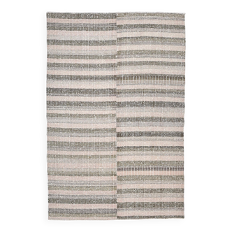 Tapis kilim en laine rose vert 212x145, tapis kilim en laine biologique, tapis scandinave k