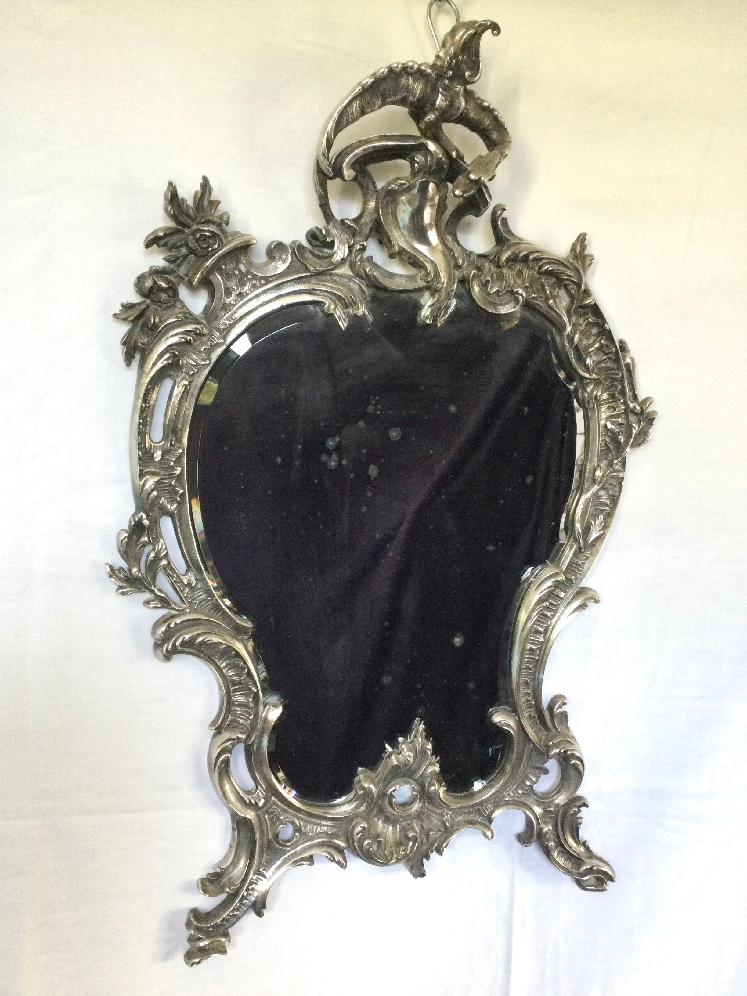 Nineteenth century mirror in silver bronze