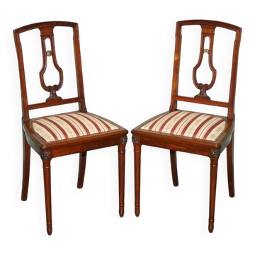 Set of Vintage Wooden Dining Chairs with Carved Details