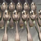 Suite of 12 large spoons silver metal decoration shell Louis XV Boulenger