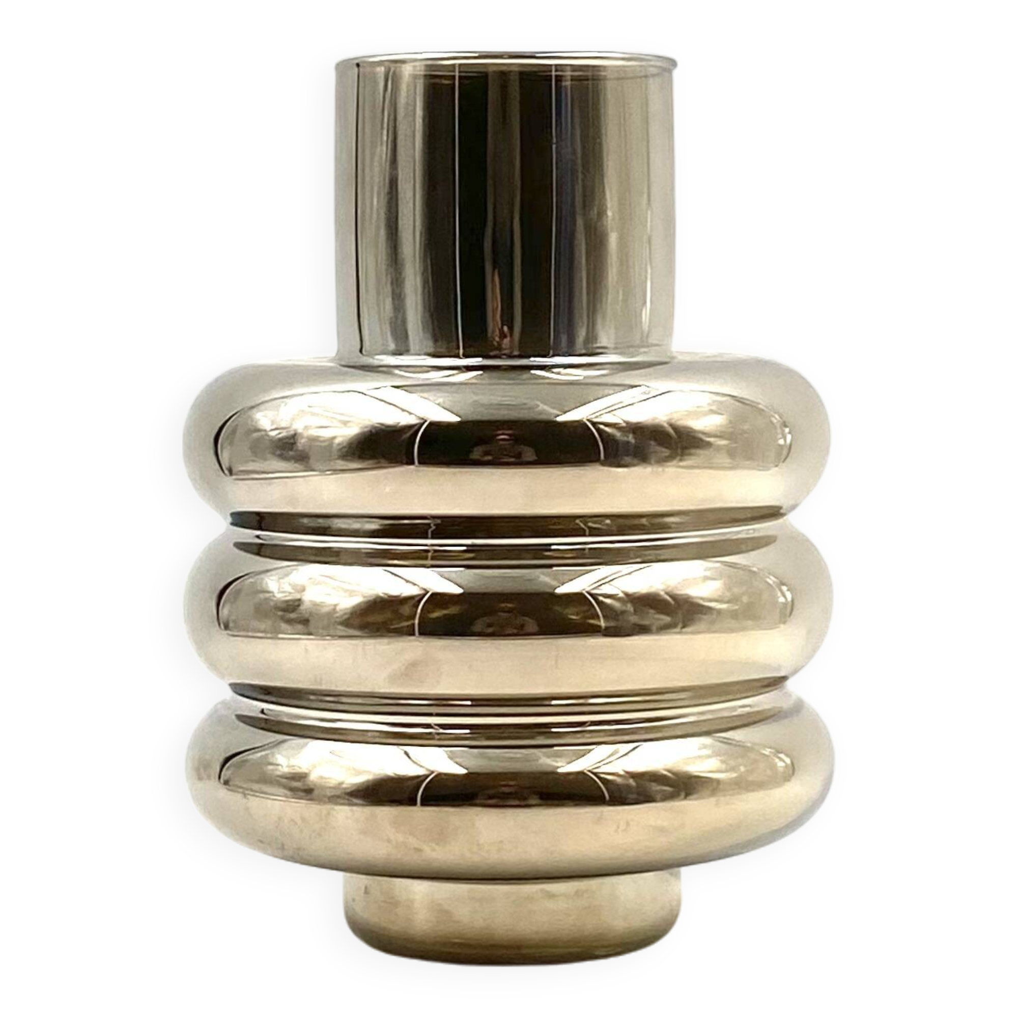 Chromium-plated thin glass vase, Italy 1990s