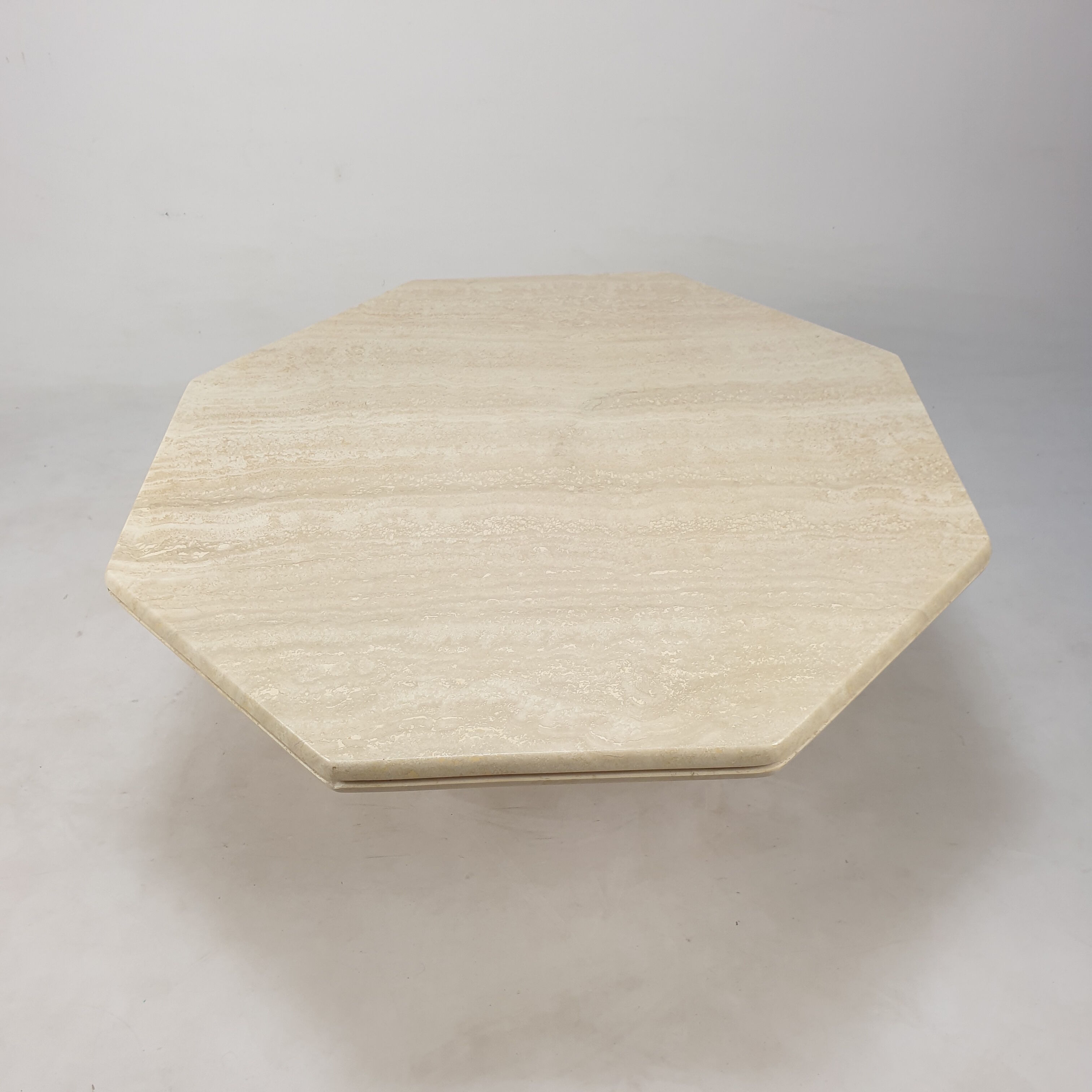 Italian travertine octagon coffee table, 1980