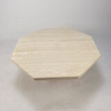 Italian travertine octagon coffee table, 1980