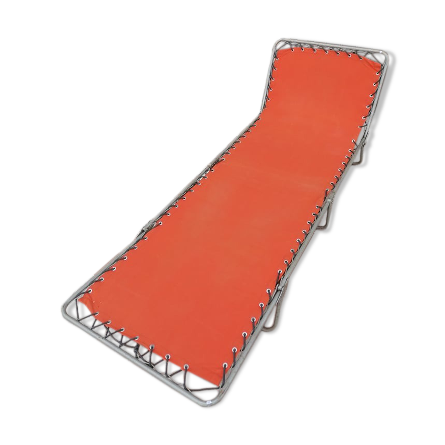 Sun lounger in orange fabrics 70s