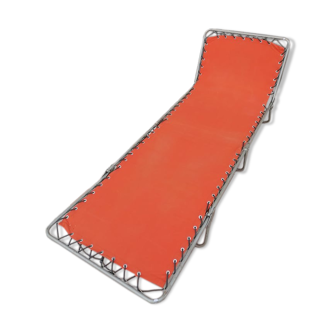 Sun lounger in orange fabrics 70s