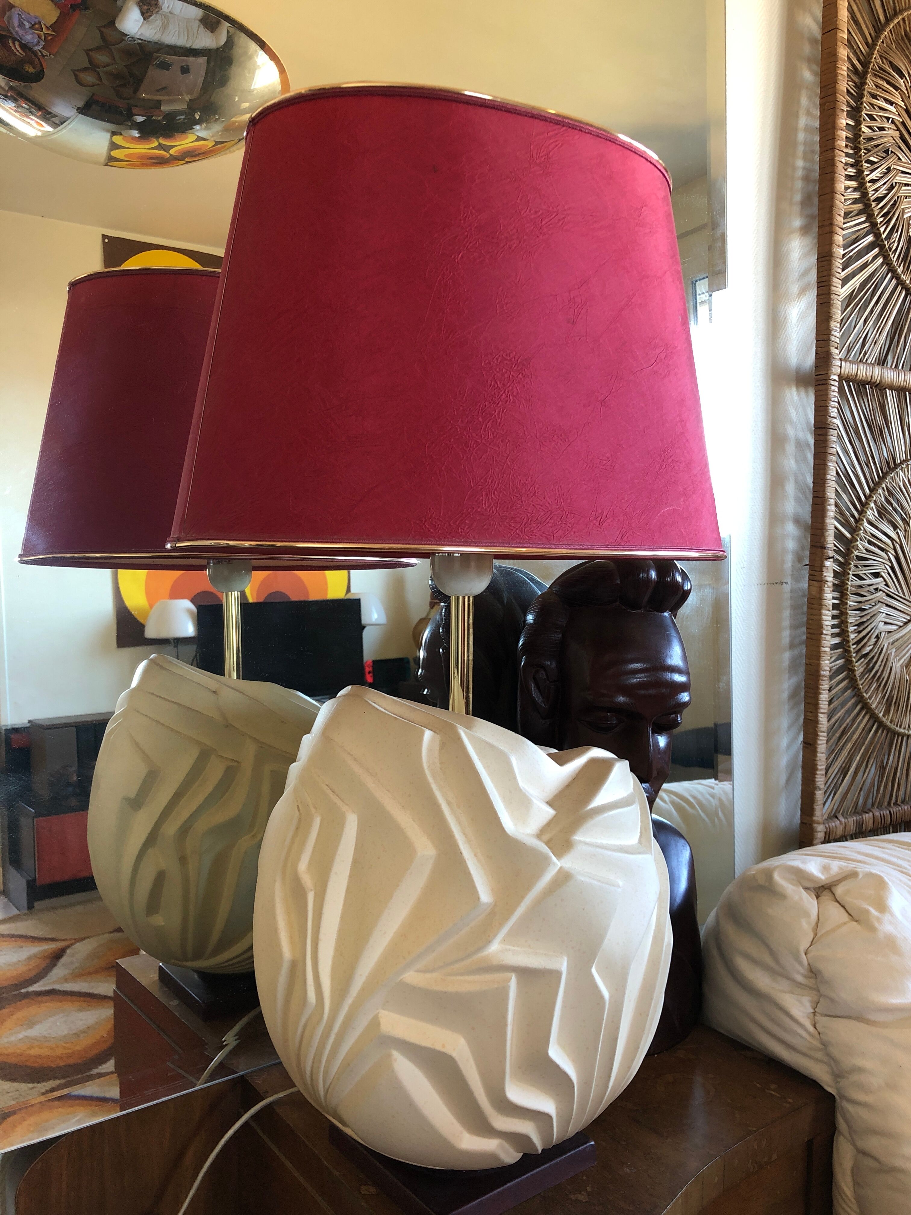 Lampe à poser design monteuse viva villa vintage céramique œuf strié