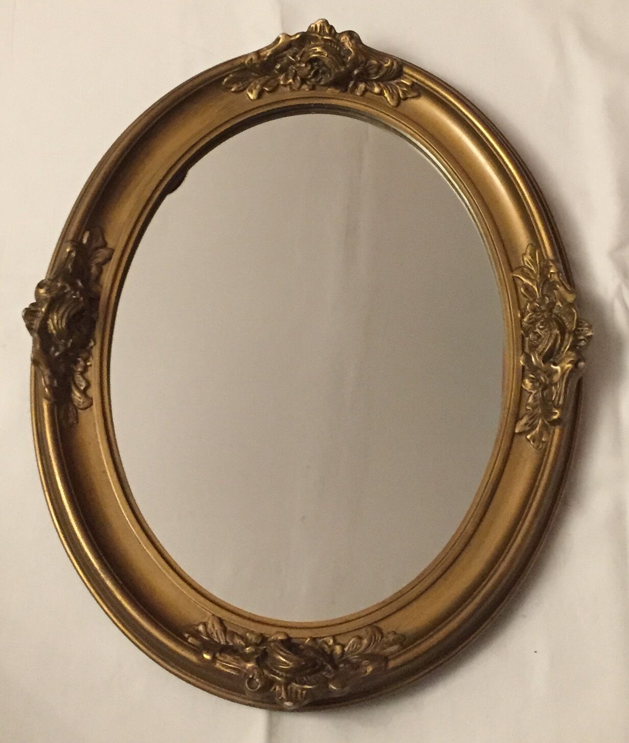 Oval mirror wooden gold 50 x 39 cm