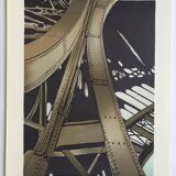 Set of 4 original lithographs by Alain le Foll, 1978. Architecture