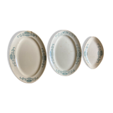 3 plats terre de fer, modele Longchamp Lutèce en faïence bleu fleurs