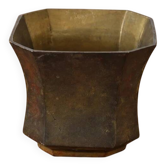 Small Lancel pot with eight sides in patinated gold metal.