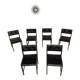 Lot of 6 Scandinavian design chairs in wood and black faux leather an70.