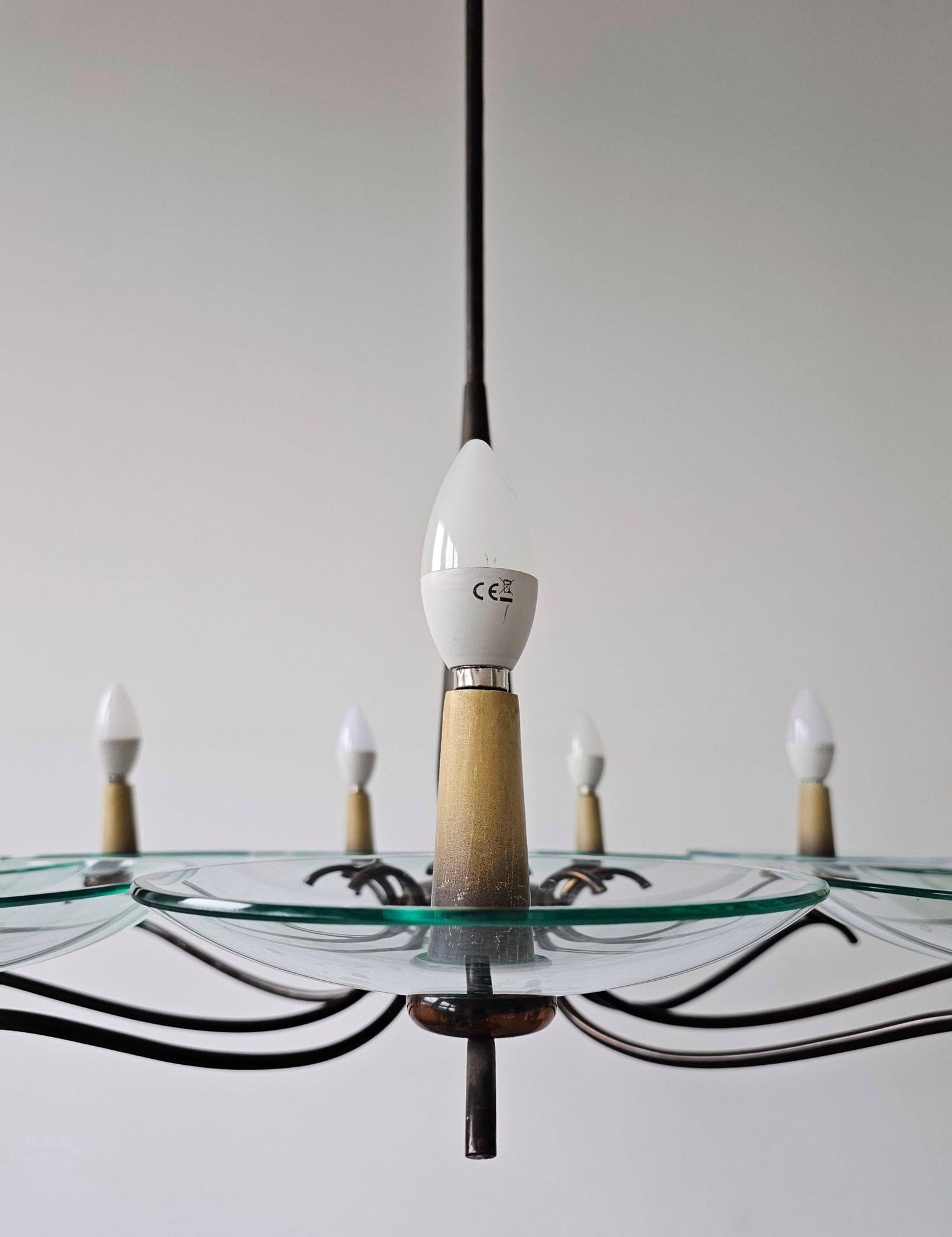 Brass Mid-Century Chandelier in the style of Pietro Chiesa