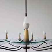 Brass Mid-Century Chandelier in the style of Pietro Chiesa