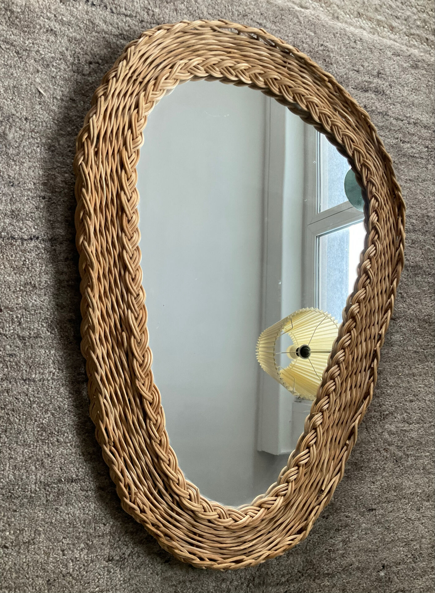Woven wicker mirror from the 1960s