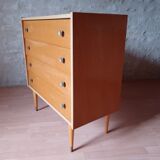 Vintage light wood chest of drawers from the 1970s.