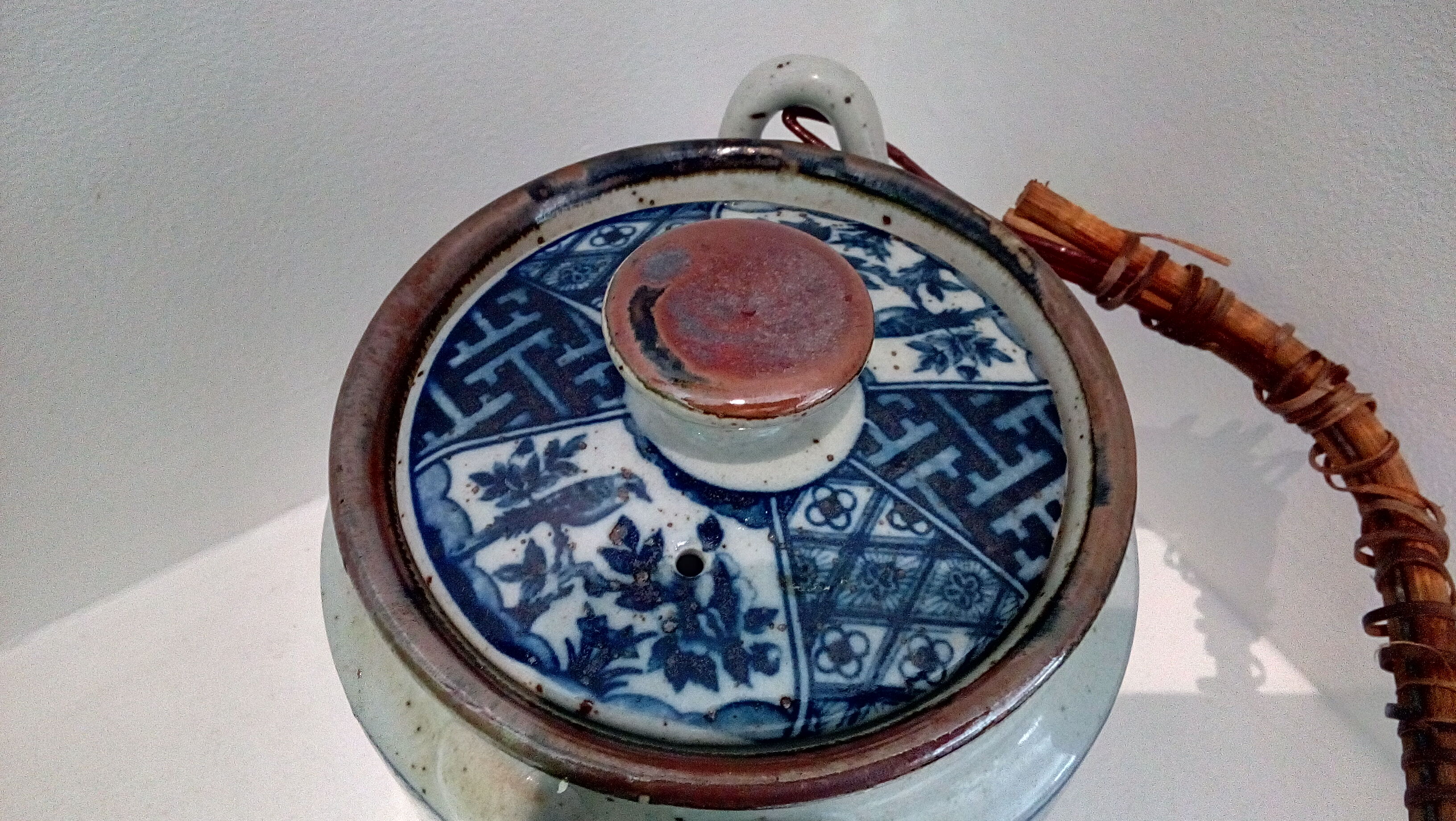 Enamelled stoneware teapot