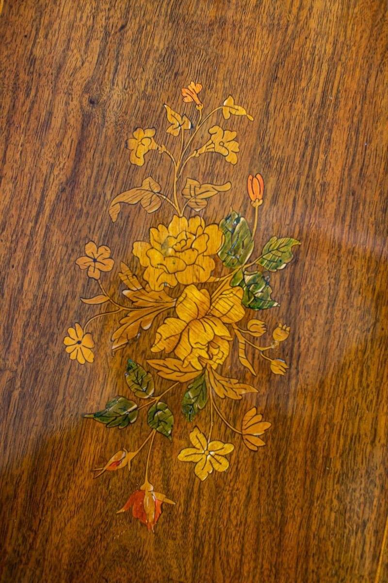 Antique Sewing Table with Inlaid Top, 1890s