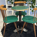 Set of pedestal table and 3 vintage bistro chairs from the 1960s