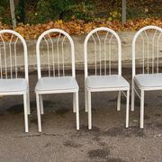 4 chairs in white steel and grey leather