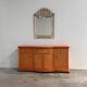 Vintage rattan & wood orange curved sideboard, 1980s